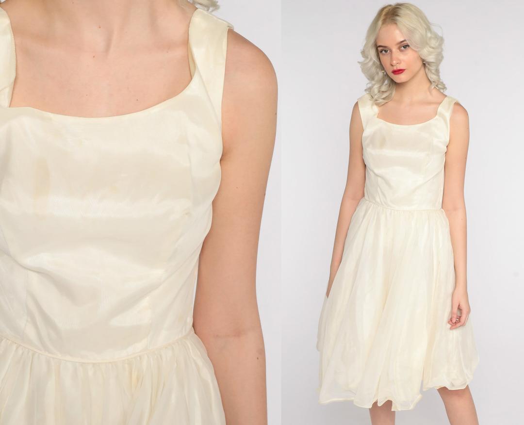 1960s Party Dress Cream Prom Dress 60s Tea Length Formal Shop Exile