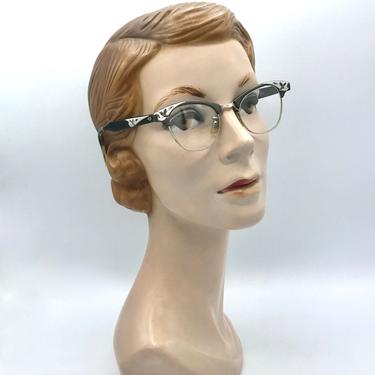 Vintage 1950s Eyeglasses, 50s ARTCRAFT Engraved Aluminum Cat  display picture 2