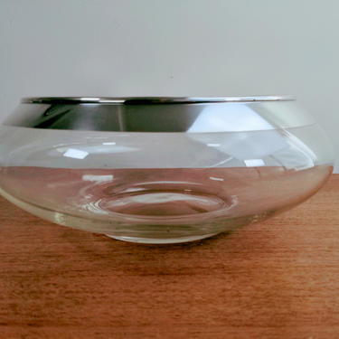 Vintage Dorothy Thorpe Low 11&quot; Wide Bowl | Console Bowl | Cupped Bowl | Sterling Silver Band Rim 