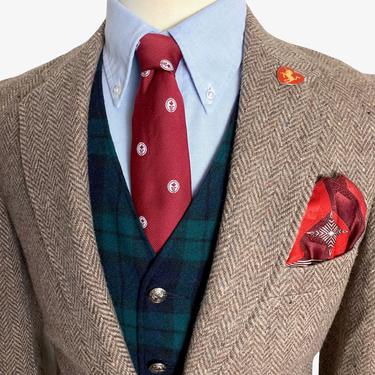 Vintage LEVI'S 100% Wool DONEGAL TWEED Blazer ~ 36 Short to Regular ~ Herringbone jacket / sport coat ~ Preppy / Ivy League / Trad 