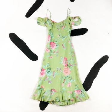 90s Floral Betsey Johnson Green Floral Slip Dress / | Bad at Petting Cats -  Chicago, IL | ATTIC