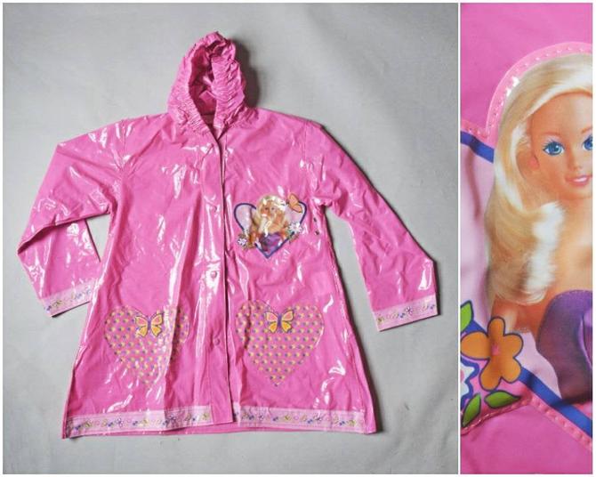 vtg 1995 RARE Barbie pink pvc rain coat old school 1990s Pinkham Road Retro Boston MA