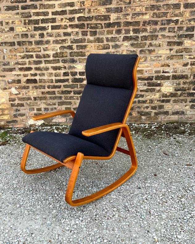 Mid-Century Modern Bent Wood Rocker Rocking Chair Ingmar Relling Westnofa, 1960s