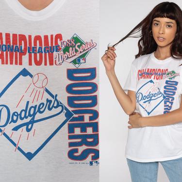 1988 DODGERS Shirt Baseball T Shirt LA Dodgers TShirt Los Angeles California 80s MLB Champions Retro Graphic Vintage 1980s Tee Small Medium 