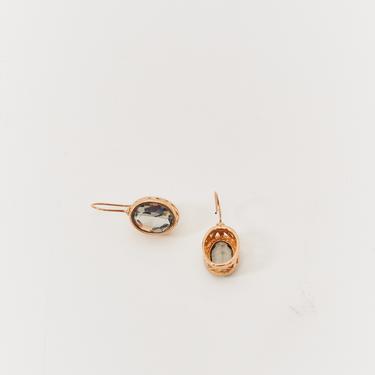 Goldtone Grey Stone Drop Earrings