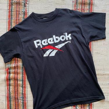 90s Y2K Reebok Tee Black Cotton Size M 