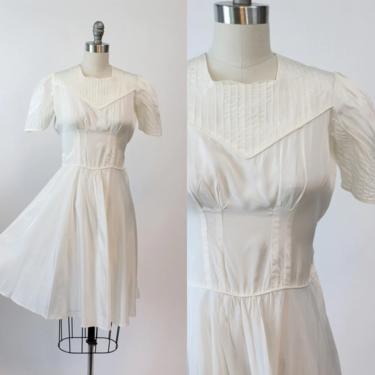 1930s pintucked puff sleeve dress xs | vintage dress | new in 