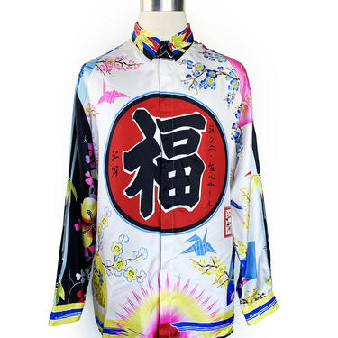 VINTAGE 1990s GIANNI VERSACE 100% SILK SHIRT JAPANESE INSPIRED PATTERN