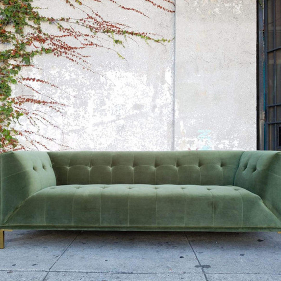 Remarkable Sage green velvet sofa Sunbeam Vintage Highland Park Los Angeles, CA