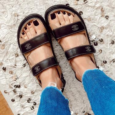 Vintage CHANEL CC Monogram Logos DAD Birkenstock Platform Sandals