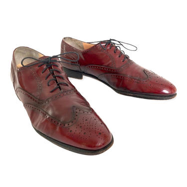 Vintage Men's SALVATORE FERRAGAMO Oxblood Wingtip Shoes ~ 10 1/2 B ~ Oxford / Dress ~ 