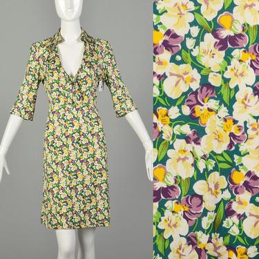 Medium Diane Von Furstenberg Floral Dress Violet Print Silk Jersey 