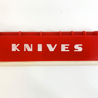 Vintage Wall-Mounted Knife Holder 1950s Rack Plastic Red Art Deco Wall Mount Kitchen Storage Lustro Ware 1940s Mid-Century Retro Lustroware 