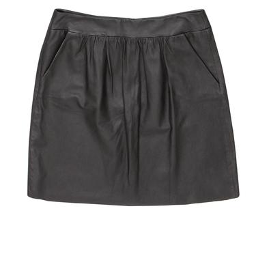 Elie Tahari - Dark Brown Leather Flare Skirt Sz 10