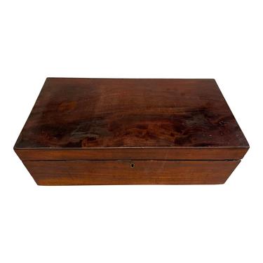 Early 19th Century English Mahogany Traveling Lap Desk Writing Slope Box 