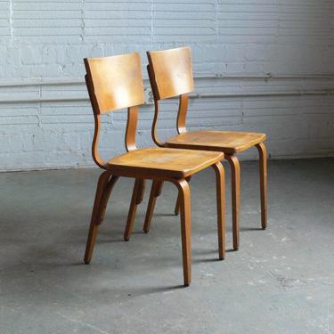 Vintage Mid Century Modern Thonet Plywood Chairs Set of 2 CoMod Kansas City MO