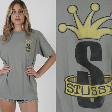 Vintage 90s Stussy T Shirt/ /1990s King Logo Skateboard T