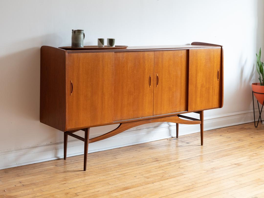 Mid Century Modern Danish Tall Teak Bar Spaced Out Studio