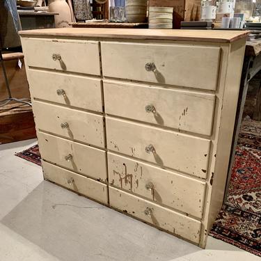 Vintage 10-Drawer Cabinet with Glass Knobs