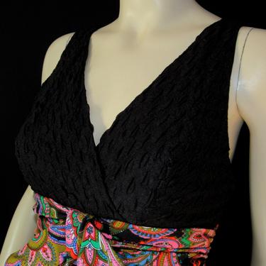 Vintage 70s Futura Couture of New York Maxi Resort Wear Hostess Lounge Wear Open Front Long Skirt  Semi Dress 