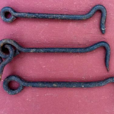 3 Antique Vintage Iron Screen Door Hooks Latch Lock Barn Gate