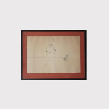 Alexander Calder Signed Limited Edition Circus Drawings Lithograph in black matted frame_005 