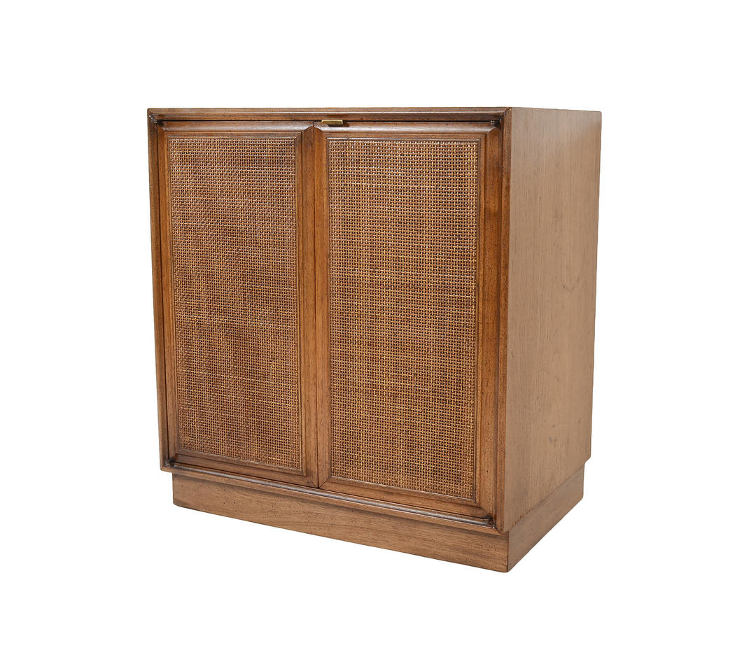 Walnut Entertainment Console Cabinet Bar Mid Century Modern By