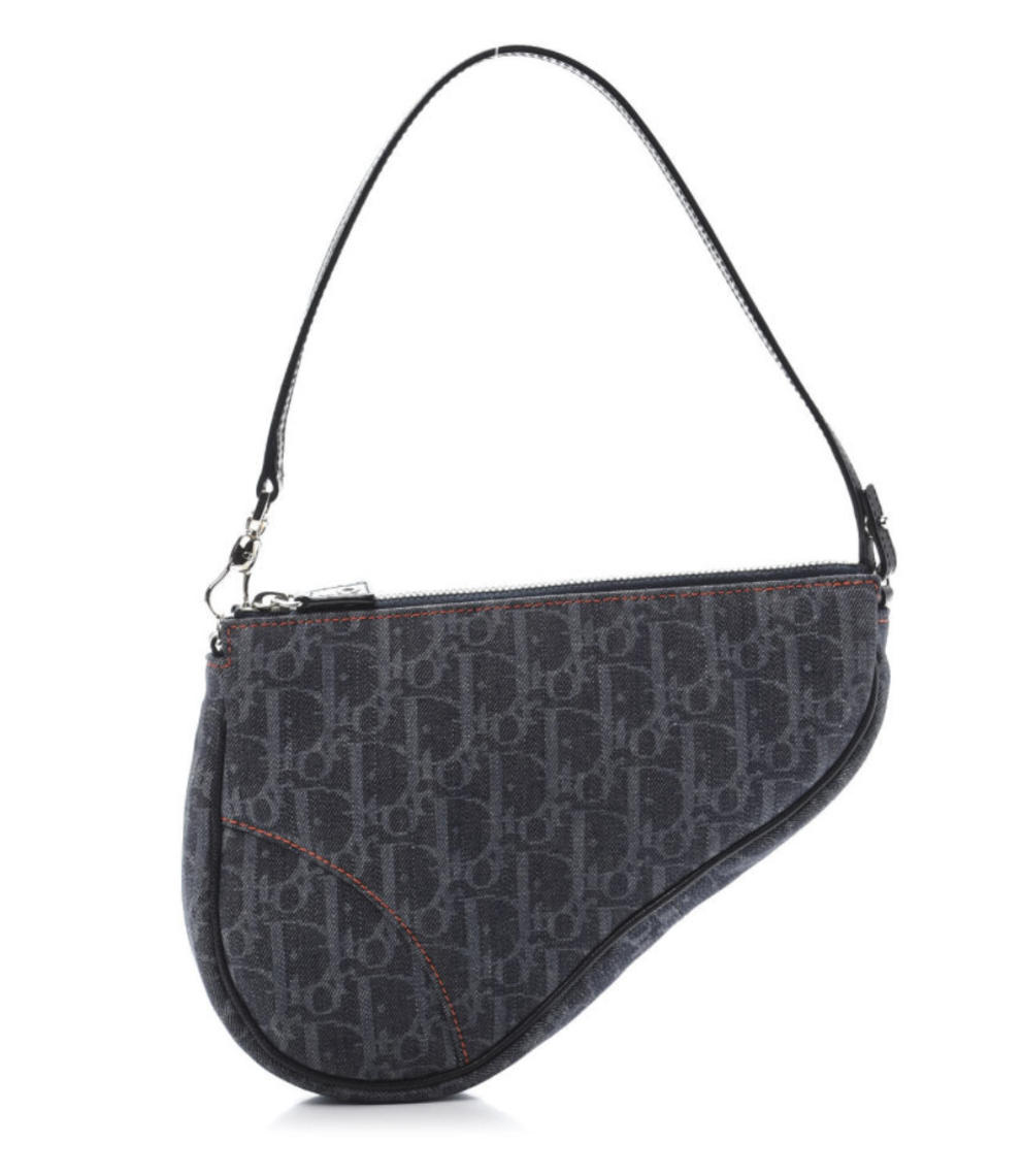 Vtg Christian Dior Saddle Shoulder Trotter Monogram Leather Bag