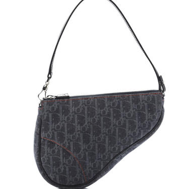 Christian Dior Handbag Navy Blue Trotter Red Leather Trim & 