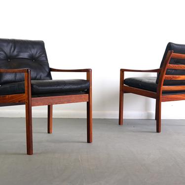 Set of Two Model 806 Fredrik Kayser for Vatne Lounge Chairs in Rosewood, Denmark 