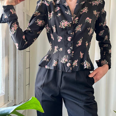 70s does 40s Floral Blouse
