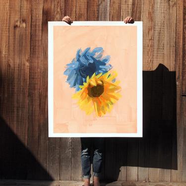 Sunflower, Moonflower . extra large wall art . giclee print 