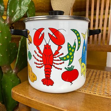 Vintage Mid Century San Ignacio Enamelware Lidded Stockpot 