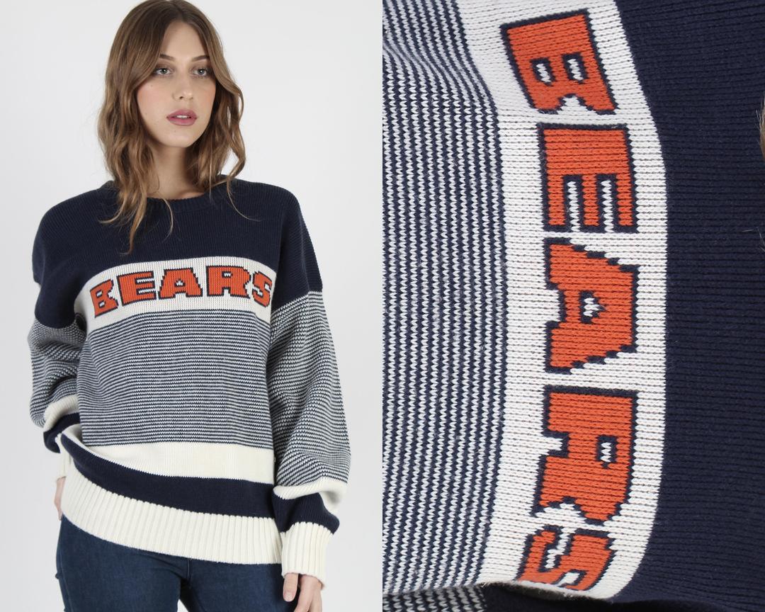 1980's Wool Blend Chicago Bears Sweater by Cliff Engle 