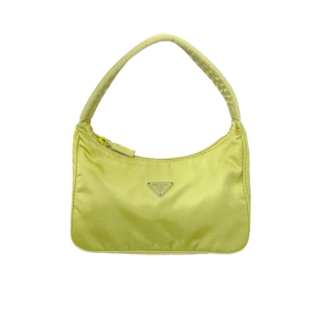 Prada Olive Green Nylon Metal Handle Hobo Prada