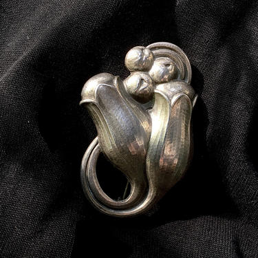 Vintage Georg Jensen Double Tulip Brooch in Sterling Silver by BellewoodDesignGoods