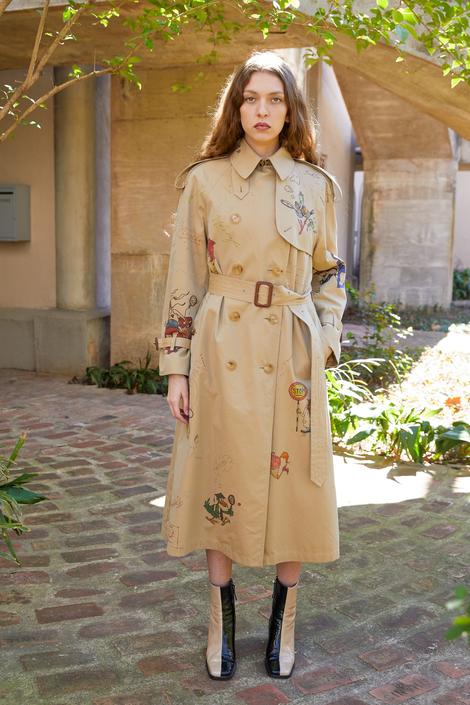 Burberry sketch print trench on sale coat