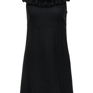 Susana Monaco - Black Wool Mini Ruffled Dress Sz 6