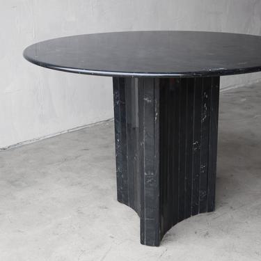Round Post Modern Italian Marble Pedestal Dining Table | Aged Modern ...