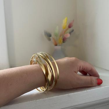 Infinity Brass Coil Bangle Bracelet One Continuous Piece Brass Ribbon 