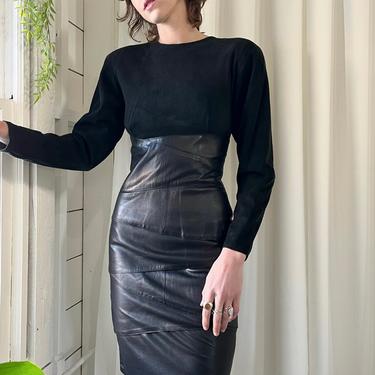 90s Keyhole Black Leather Dress