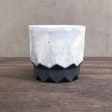 Porcelain Ceramic &quot;Hex&quot; Cup  - Matte Speckled  &quot;Oatmeal&quot; 