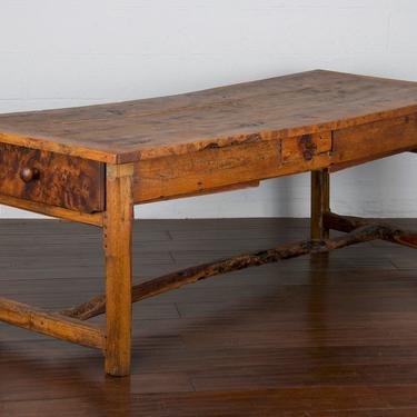 Early 19th Century French Provincial Mixed Wood Farmhouse Trestle Table 