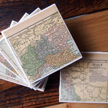 1931 Italy Vintage Map Coaster Set of 6. Italian Décor. Rome Map. Florence Gift. Italy Map Décor. European Travel. Italy History Gift. 1930s 