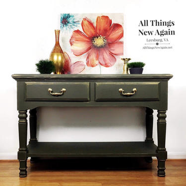 Green Sideboard | Green Buffet | Green Furniture | Vintage Sideboard | Green Dining Room Server | Entryway Table | Foyer Table 