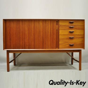 Peter Hvidt Orla Molgaard Nielsen Teak Tambour Door Credenza Cabinet John Stuart