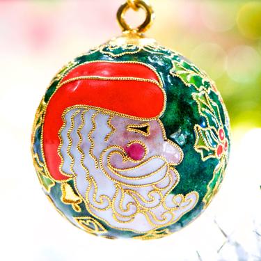 VINTAGE: 2.25" Brass Cloisonné Enameled Bell Ornament - Musical Angel, Trumpet - Holiday Christmas - SKU 15-D2-00033521 