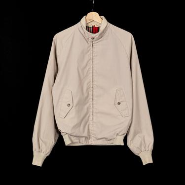 90s Khaki Plaid Lined Harrington Jacket - Men's Medium | Vintage Lightweight Zip Up Windbreaker 