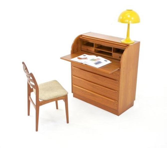 Mid Century Bureau Roll Top Danish By Sputnikfurniturellc From