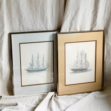 1981 Signed Ship Lithographs by Danish Artist Mads Stage